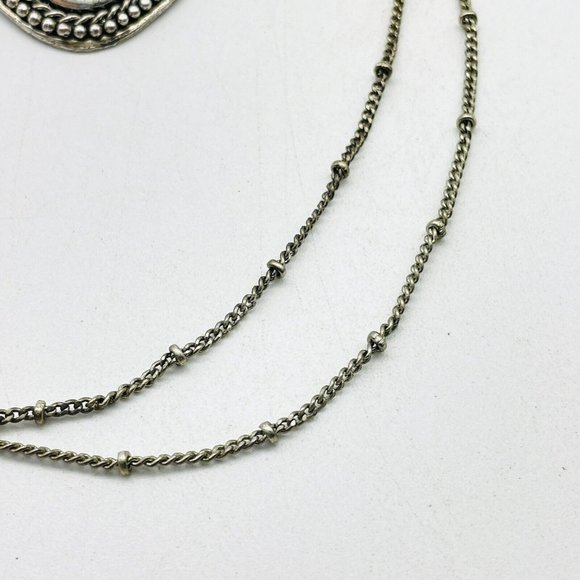 AEO Signed Faux Turquoise Pendant Necklace Silver Tone Ethnic Native Tribal SW - Picture 3 of 9